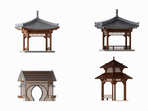 Chinese ancient building pavilion gardening sketch