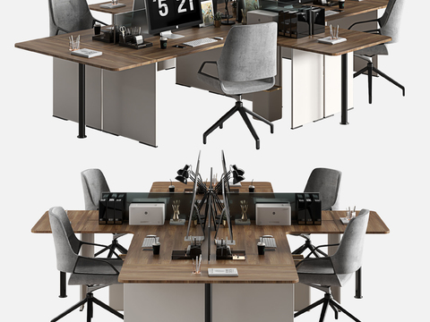 Modern office desk and chair card position