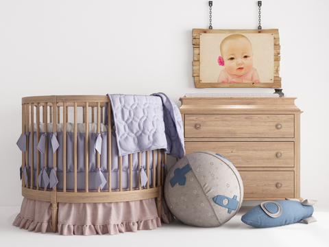 Modern Baby Bed Toy Side Cabinet