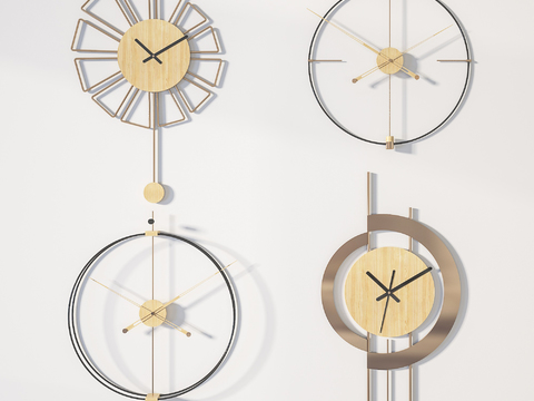 Modern metal wall clock combination