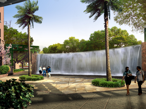 modern fountain landscape psd