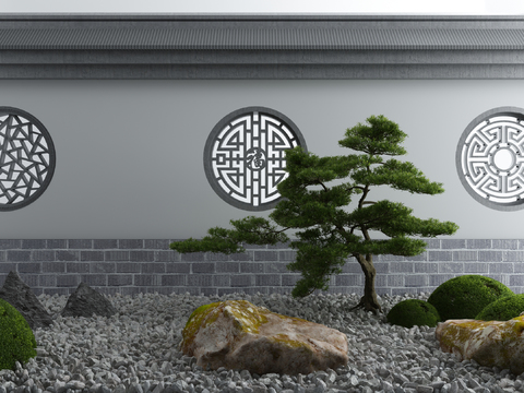 Neo-Chinese Style landscape wall pine tree sketch