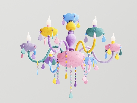 Modern Kids Colorful Candlestick Multi-Head Chandelier