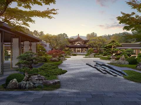 Neo-Chinese Style garden landscape psd