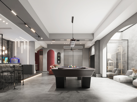 Modern basement recreation room