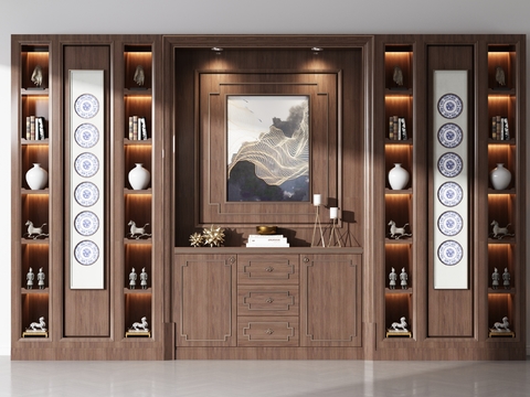 New Chinese-style Solid Wood Decorative Cabinet