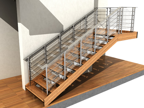 Modern metal glass stair guardrail