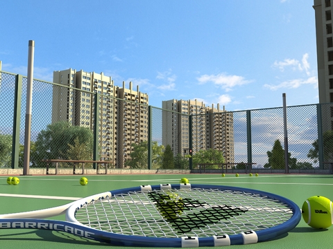 Modern outdoor tennis court