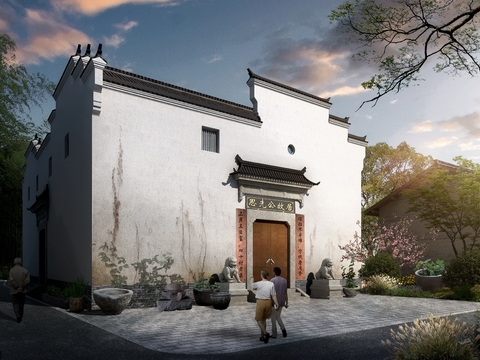 Neo-Chinese Style former residence appearance psd