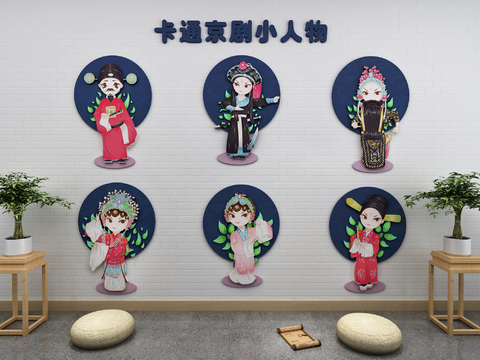 Modern Cartoon Peking Opera Character Wall Decoration