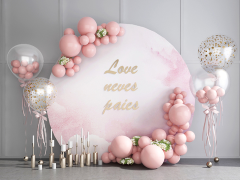 Modern balloon wedding scene photo area Wall