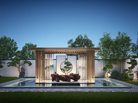 Neo-Chinese Style Villa Courtyard Pavilion