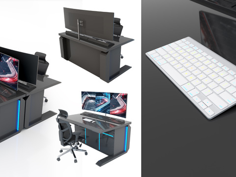 Modern monitoring room computer desk console