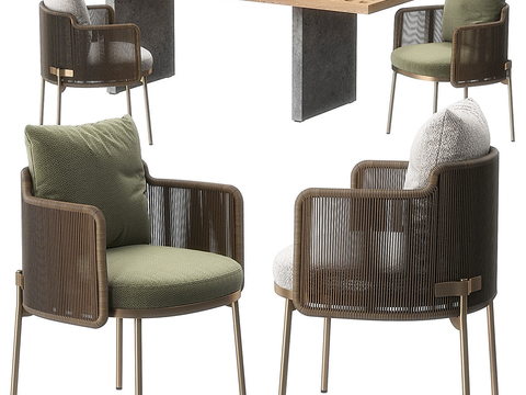 Modern Log Outdoor Table and Chair