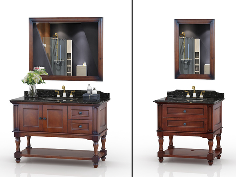 American Style Solid Wood Bathroom Cabinet Washing Table