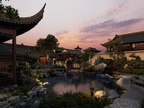 Chinese Garden Night View