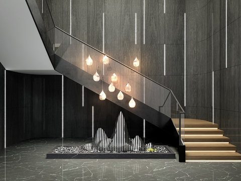 Modern glass handrail staircase