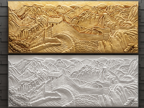 Chinese sandstone Great Wall carved relief