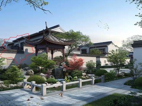 New Chinese Garden Landscape psd