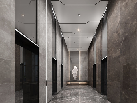 Elevator Hall of Modern Office Building