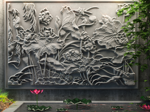 New Chinese lotus relief