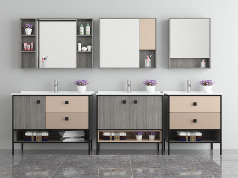 Modern Solid Wood Bathroom Cabinet