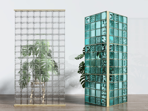 Modern glass brick wall partition