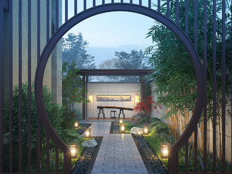 New Chinese-style Villa Courtyard