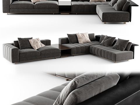 Minotti modern dark gray corner multiplayer sofa