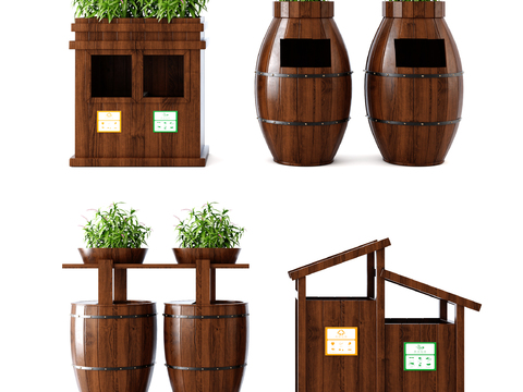 Modern Wooden Outdoor Trash