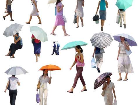 modern umbrella female figure psd