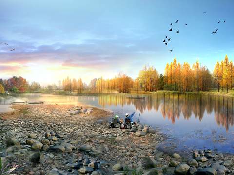 modern wetland landscape psd