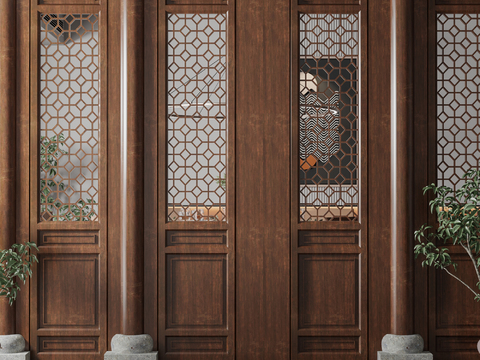 Chinese solid wood screen partition