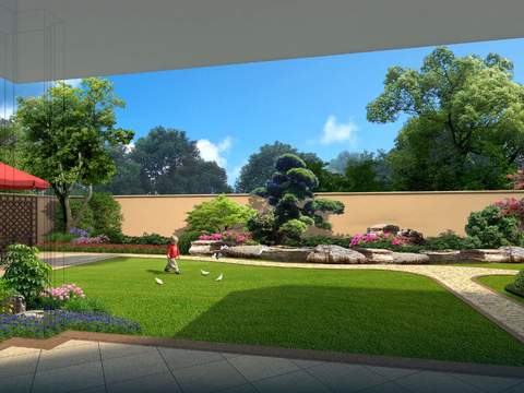 modern courtyard view psd