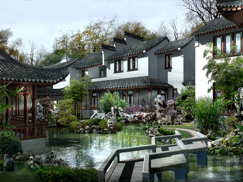 New Chinese Garden Landscape psd