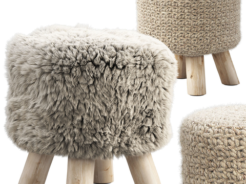 Modern Plush Rope Ottoman Round Stool