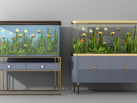 Modern glass fish tank combination