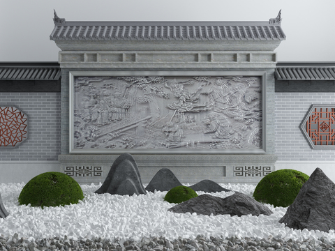 New Chinese Courtyard Archway Landscape Wall