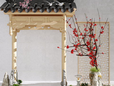 Chinese-style hanging flower door building components