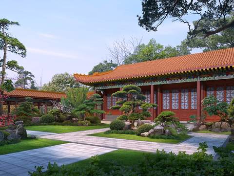 Chinese Garden Landscape psd