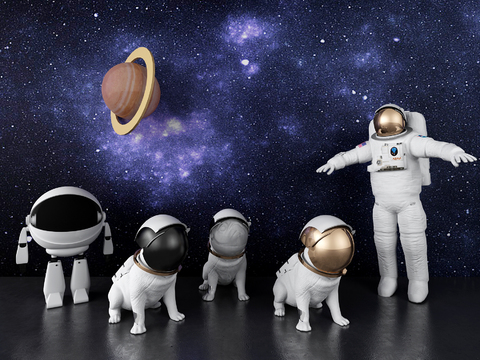 Modern Space Astronaut Robot Dog