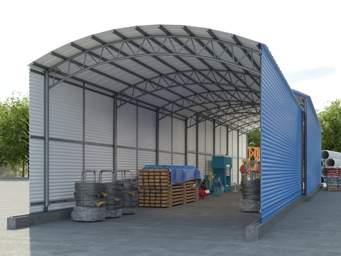 Modern construction site push-pull shed warehouse