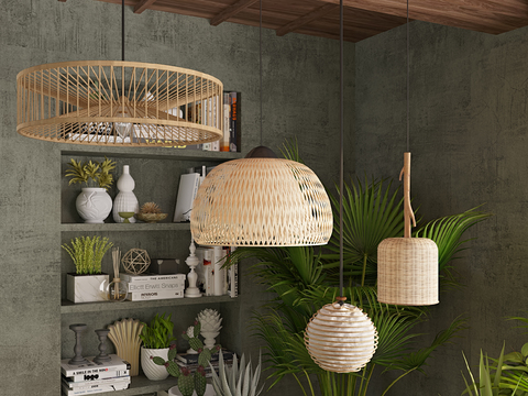 Natural wind bamboo chandelier