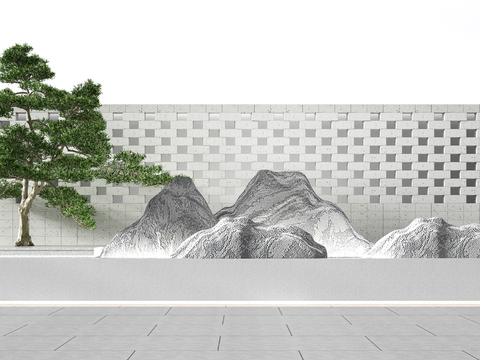 New Chinese-style rockery gardening sketch