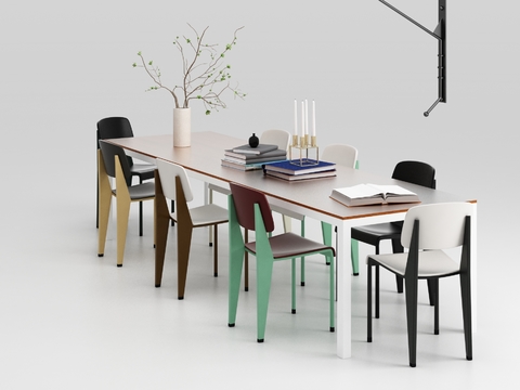 Modern solid wood table and chair combination