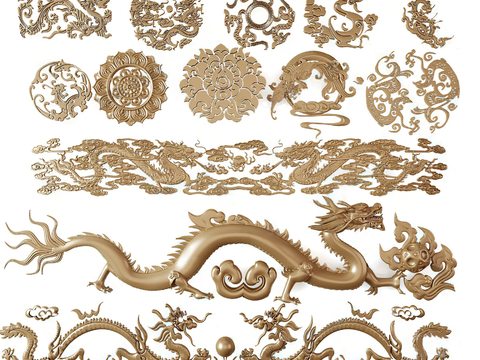 Neo-Chinese Style Dragon and Phoenix Carved Flower