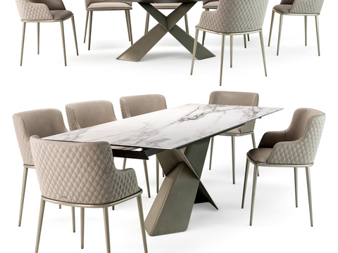 Cattelan Italia Modern Marble Bar Dining Table and Chair