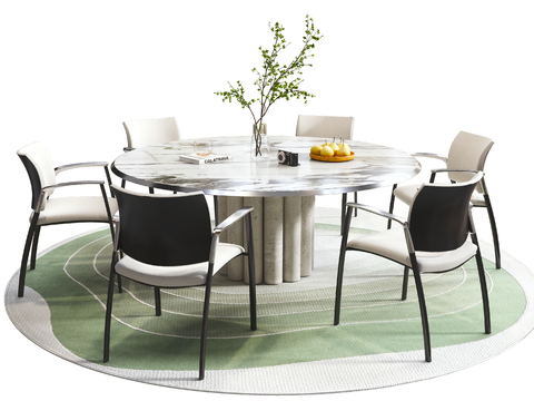 Pertica modern round dining table and chair