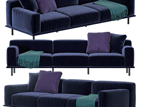 Meridiani modern purple fabric multiplayer sofa