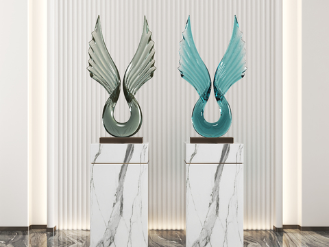 Modern Glass Wings Sculpture